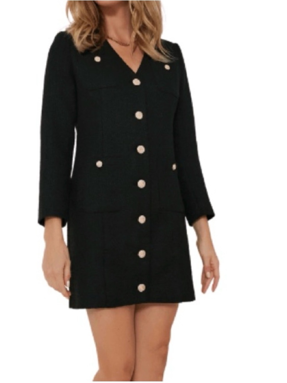 Pomander Place Tuckernuck Classic Black Button-Front Dress